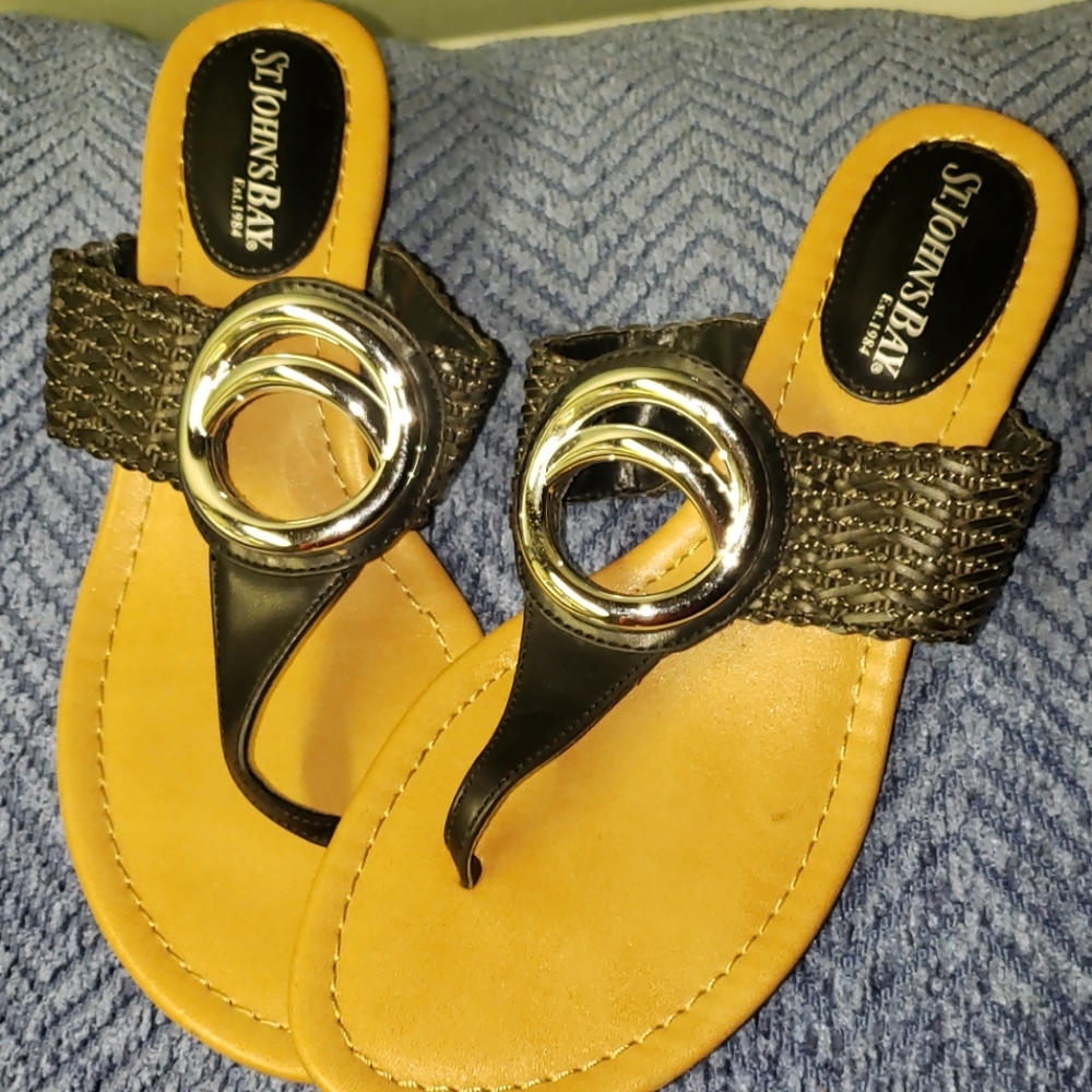 Black wedges With Silver Buckle Size 6